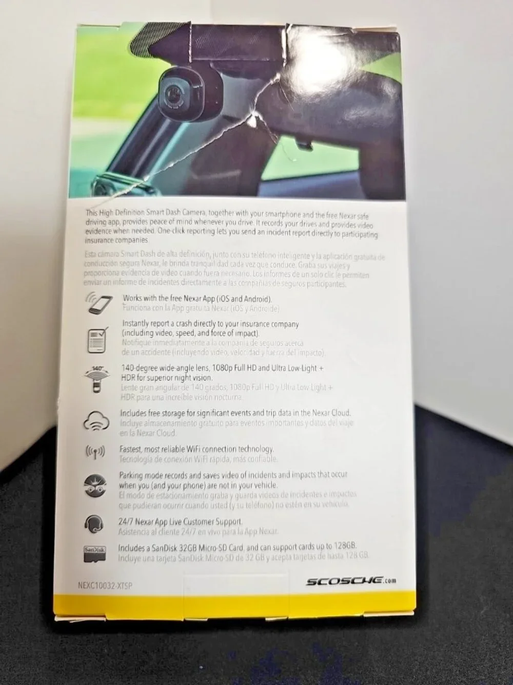 NEXC1 Smart Dash Cam Smart Dash Cam Powered by Nexar with Adhesive Base